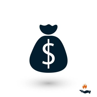 Para çantası işareti simgesi, düz tasarım en iyi vektör simgesi