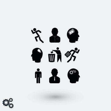 siyah çalışma işadamı simgesi, düz tasarım en iyi vektör simgesi