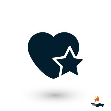 kalp yıldız simgesi, düz tasarım en iyi vektör simgesi