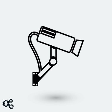 Gözetim kamera simgesi, düz tasarım en iyi vektör simgesi