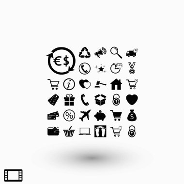 Alışveriş simgeler vektör, düz tasarım en iyi vektör simgesi