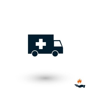 Ambulans araba simgesi, düz tasarım en iyi vektör simgesi