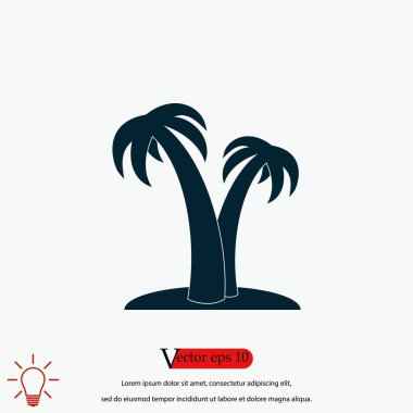 Palm tropikal simgesi, düz tasarım en iyi vektör simgesi