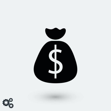 Para çantası işareti simgesi, düz tasarım en iyi vektör simgesi