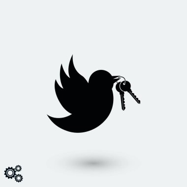  Tuşları simgesi, düz tasarım en iyi vektör simgesi olan kuş