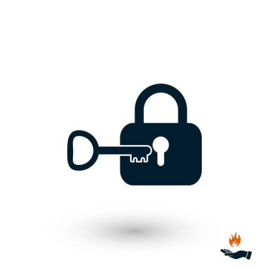 Kilit ve anahtar vektör simge, düz tasarım en iyi vektör simgesi