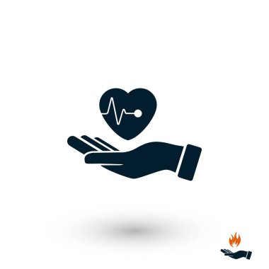 elinde kalp simgesi, düz tasarım en iyi vektör simgesi