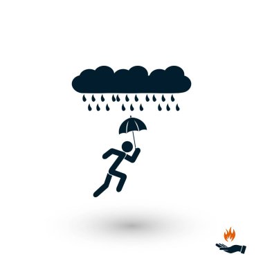 Yalnız yağmur simgesi, düz tasarım en iyi vektör simgesi