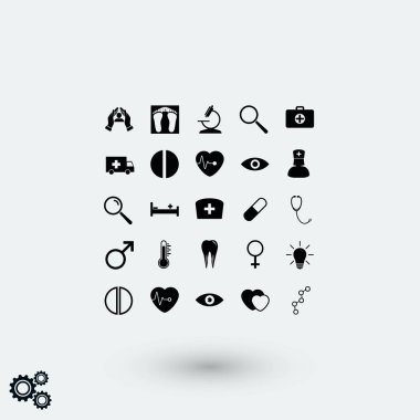 Tıbbi simgeler, düz tasarım en iyi vektör simgesi