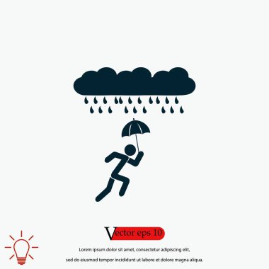 Yalnız yağmur simgesi, düz tasarım en iyi vektör simgesi