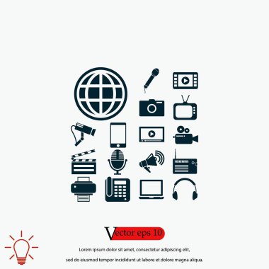 Medya simgeleri, düz tasarım en iyi vektör simgesi ayarla