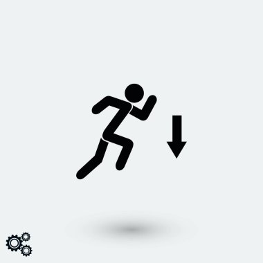 şekil adam ve yön ok simgesi, düz tasarım en iyi vektör simgesi