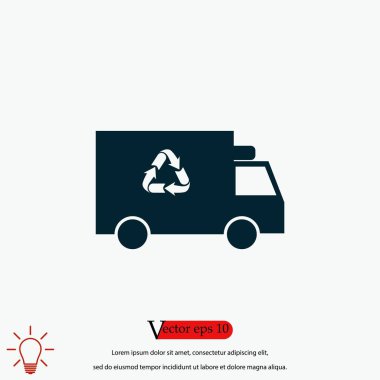Geri dönüşüm kamyon simgesi, düz tasarım en iyi vektör simgesi