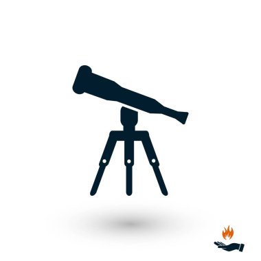 Teleskop simge vektör, düz tasarım en iyi vektör simgesi