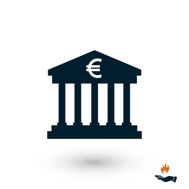 Euro banka vektör simgesi, düz tasarım en iyi vektör simgesi