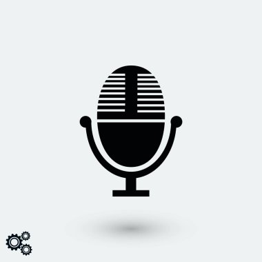 Vektör mikrofon simgesi, düz tasarım en iyi vektör simgesi