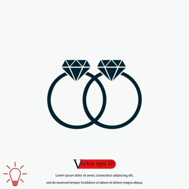 Yüzük vektör simgesi, düz tasarım en iyi vektör simgesi