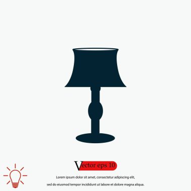 Masa lambası simgesi, düz tasarım en iyi vektör simgesi