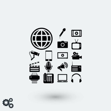 Medya simgeleri, düz tasarım en iyi vektör simgesi ayarla