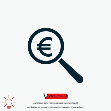 Arama euro para simgesi, düz tasarım en iyi vektör simgesi