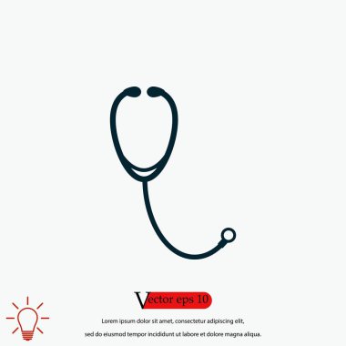 Stetoskop simge vektör, düz tasarım en iyi vektör simgesi