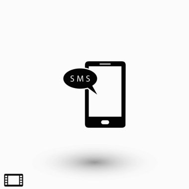 Akıllı telefon sms simgesi, düz tasarım en iyi vektör simgesi