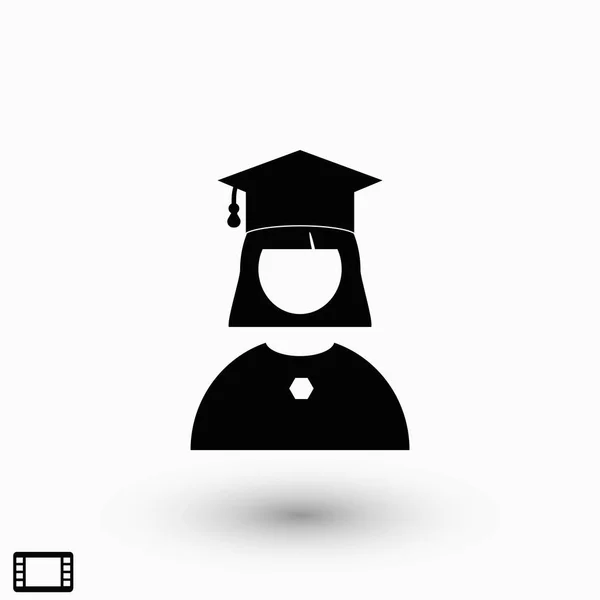 Icono Mujer Graduada Diseño Plano Mejor Icono Vector — Archivo Imágenes Vectoriales