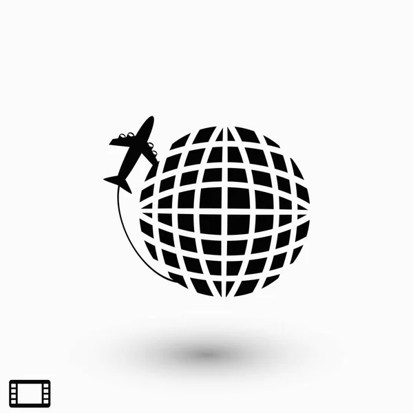 Globo Avión Icono Vector Viaje Diseño Plano Mejor Icono Vector — Vector de stock