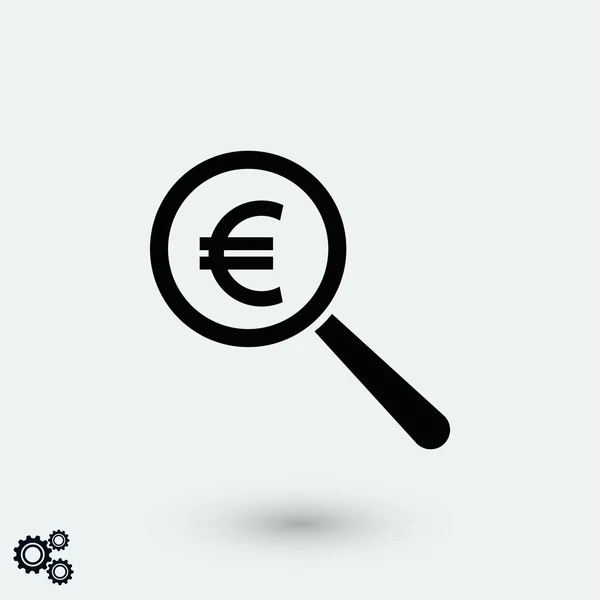 Pictogram Zoeken Geld Euro Platte Ontwerp Beste Vector Pictogram — Stockvector