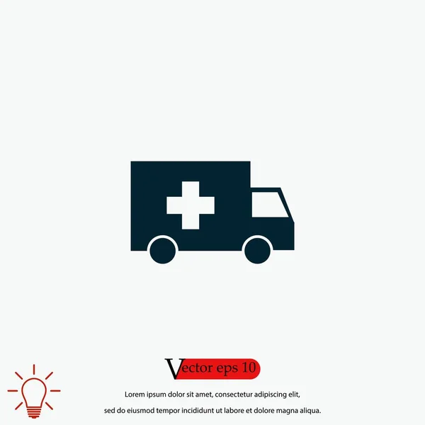 Ambulance Car Icon Flat Design Best Vector Icon — Stock Vector