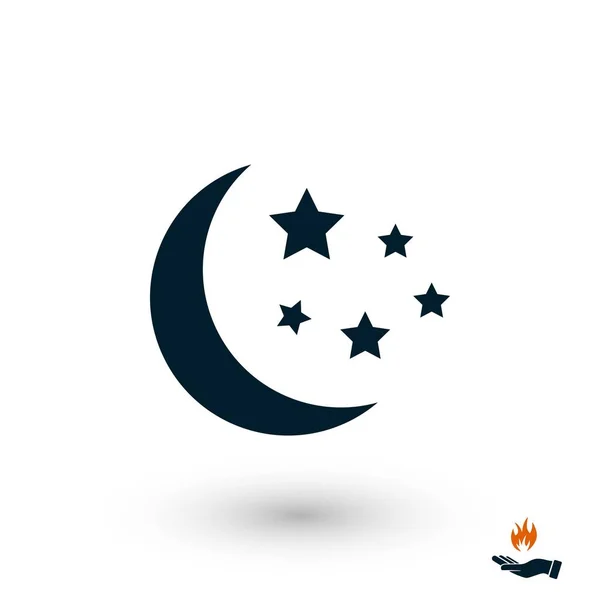 Moon Stars Icon Flat Design Best Vector Icon — Stock Vector
