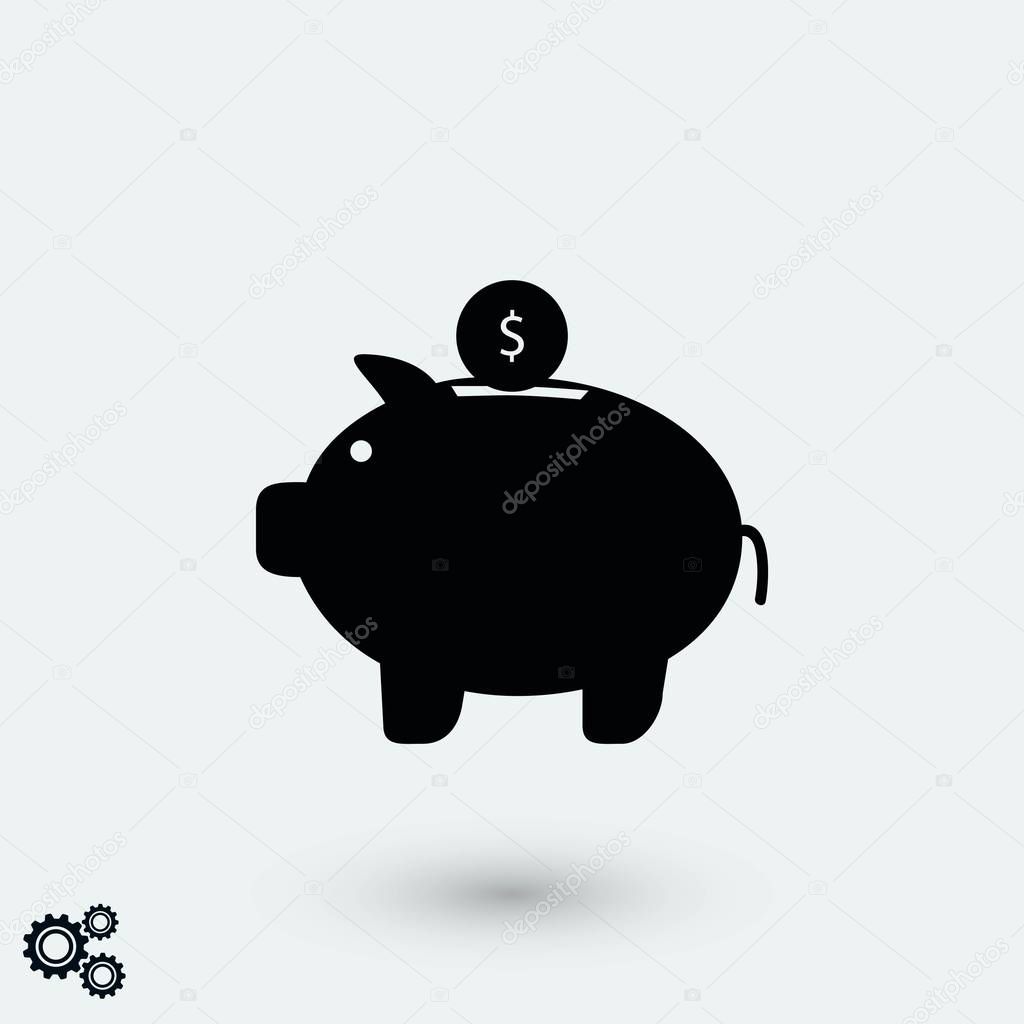 piggy bank icon, flat design best vector icon