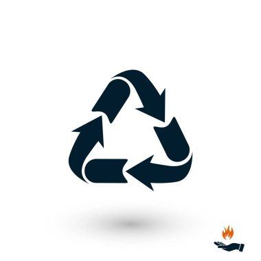 Geri dönüşüm işareti simgesi, düz tasarım en iyi vektör simgesi