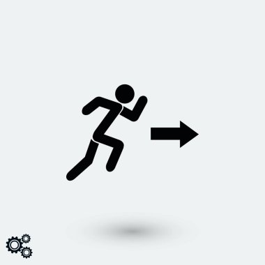  adam şekil ve yön ok simgesi, düz tasarım en iyi vektör simgesi çalışan