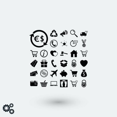 Alışveriş simgeler vektör, düz tasarım en iyi vektör simgesi