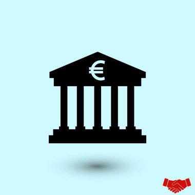 Euro banka vektör simgesi, düz tasarım en iyi vektör simgesi