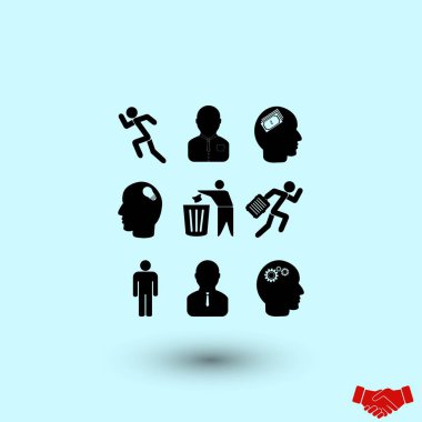 siyah çalışma işadamı simgesi, düz tasarım en iyi vektör simgesi