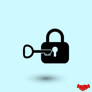 Kilit ve anahtar vektör simge, düz tasarım en iyi vektör simgesi