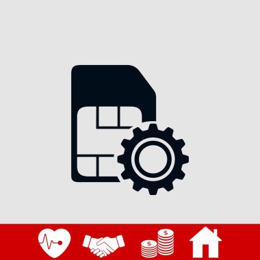 SIM kartı ayarı basit simgesi, düz tasarım en iyi vektör simgesi