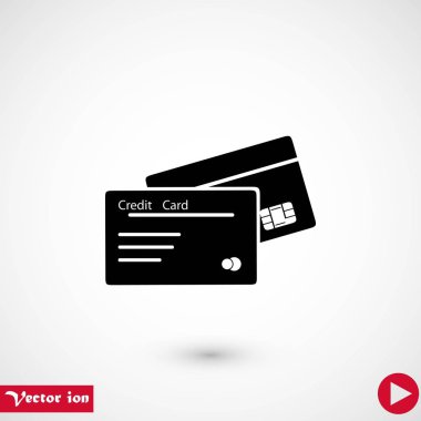 kredi kartı simgesi, düz tasarım en iyi vektör simgesi