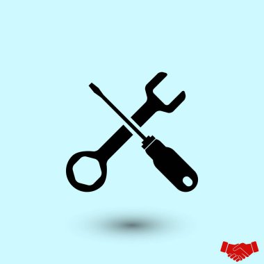 tornavida ve İngiliz anahtarı simgesini, düz tasarım en iyi vektör simgesi