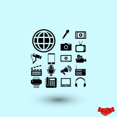 Medya simgeleri, düz tasarım en iyi vektör simgesi ayarla