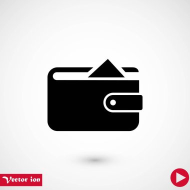 Düz uzun gölge cüzdan simgesi, düz tasarım en iyi vektör simgesi
