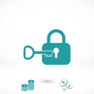 Kilit ve anahtar vektör simge, düz tasarım en iyi vektör simgesi