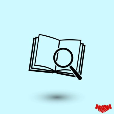 Ekibimizi kitap ve simgesinin büyüteç cam, düz tasarım en iyi vektör simgesi