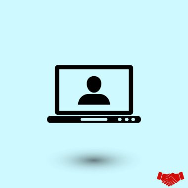 dizüstü bilgisayar, kullanıcı simgesi, düz tasarım en iyi vektör simgesi