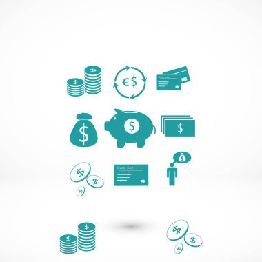 Finans ve para simgesi, düz tasarım en iyi vektör simgesi