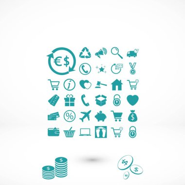 Alışveriş simgeler vektör, düz tasarım en iyi vektör simgesi