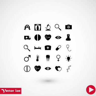 Tıbbi simgeler, düz tasarım en iyi vektör simgesi