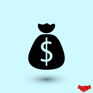 Para çantası işareti simgesi, düz tasarım en iyi vektör simgesi